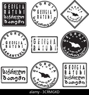 Georgia Batumi Round Seal Map Design Stock Vector