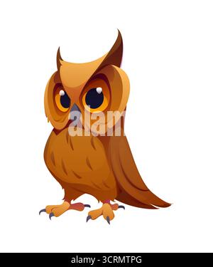 Cartoon Halloween owl character, vector owlet Stock Vector