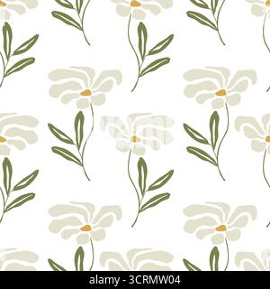 Botanical pattern with boho flowers stylized. On light background. Textile. Vector illustration Stock Vector