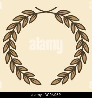 A tidy ring of stylized laurel leaves tied at the top encircles a blank space for monograms or awards Stock Vector