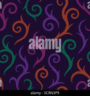 Abstract tribal swirls seamless pattern. Vector illustration flat design background. Stock Vector