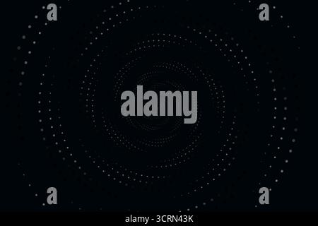 Abstract circular dots techno background, Futuristic vortex tunnel bg, Vector illustration Stock Vector