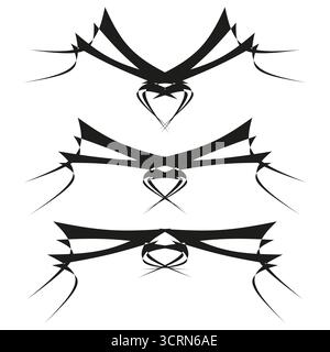 Tribal tattoo icon. Symmetric thorn shape. Bold crest Vector. White stark field. EPS 10. Stock Vector