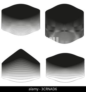 Abstract wave shapes. Layered circular forms. Dynamic striped Vector. Liquid motion illustration. EPS 10. Stock Vector