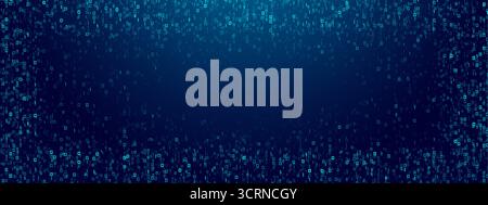 Blue binary rain background with glowing 0 and 1 digits Stock Vector