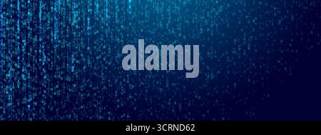 binary code rain background. Futuristic matrix style with data stream Stock Vector