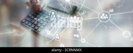 Global Business Networking and Communication Visualized on a Futuristic Digital Interface. Stock Photo