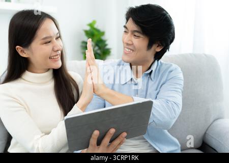 couple family smile and happy activity together, cuddling, warm hugs, young love, married couple, warm family. Husband and wife in love so fun in impo Stock Photo