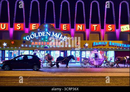 Golden Mile amusements during Blackpool illuminations 2025 Stock Photo