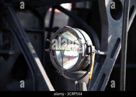 headlights on an old train, close-up Stock Photo
