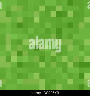 Minecraft grass cube pixel art. Seamless square block with green lawn and soil base. Perfect for 8bit birthday themes, retro gaming posters, banners, Stock Vector