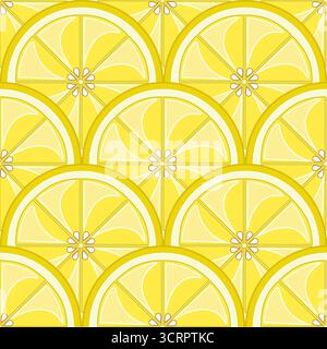 Lemon slices seamless tropical citrus pattern vector illustration Stock Vector