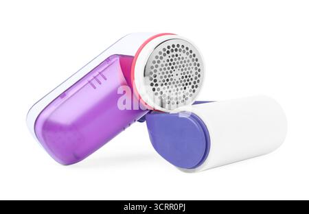 Lint roller and fabric shaver isolated on white Stock Photo