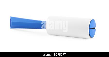 One sticky lint roller isolated on white Stock Photo