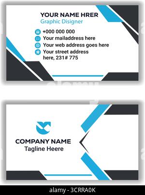 Clean Minimalist Business Card Elegant Corporate Visiting Card Vector Design Stock Vector