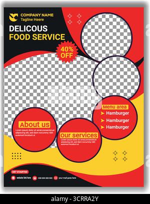 Creative Fast Food Flyer Template Modern Restaurant Menu Promotion Poster Design Stock Vector