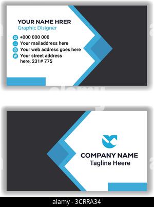 Simple and Stylish Blue Business Card  Modern Visiting Card for Company Branding Stock Vector