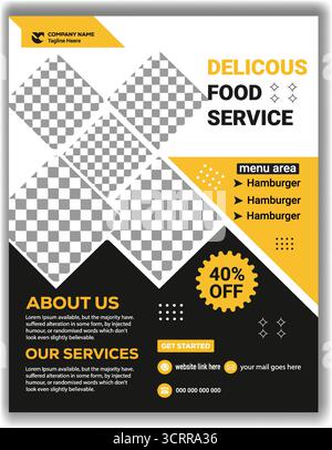Creative Cafe Menu Flyer Template | Modern Fast Food Restaurant Promotion Poster Stock Vector