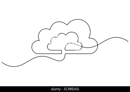 Continuous Line Cloud Computing Icon  Cloud Storage and Data Backup Vector Stock Vector