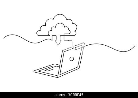 Continuous Line Cloud Computing Icon  Cloud Storage and Data Backup Vector Stock Vector