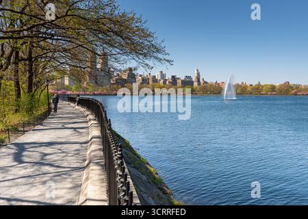 Jackie Onassis lake in spring, Central park, New York Stock Photo
