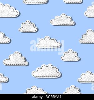 Seamless cartoon clouds pattern. Vector sky illustration Stock Vector