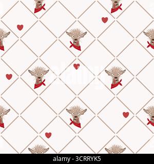 Seamless pattern with ugly dogs. Textile, fabric print Stock Vector