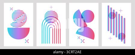 Geometric Abstract modern design a color gradient. Bright multicolored gradients trendy typography for poster print cover or flyer. Vector illustration. Stock Vector