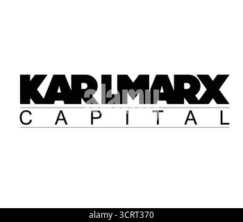 An image displaying the bold, black text "KARLIMARX CAPITAL" in a stylized font on a white background, offering a humorous nod to Miramax,LLC branding Stock Vector
