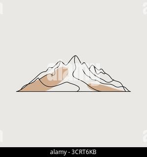 Minimalist mountain range illustration with earthy tones for digital design Stock Vector