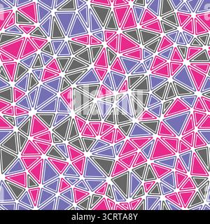 Vector science background. Rounded solid shapes in frames. Compact triangles size. Multiple colors style. Repeatable pattern. Trending vector tiles. Stock Vector