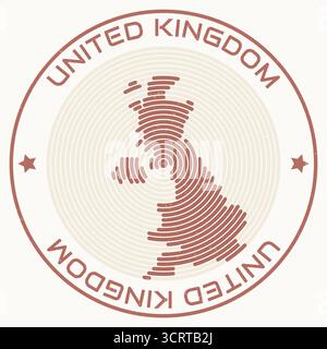 United Kingdom map with round title. Country shape rings. United Kingdom text around the country boundary shape. Amazing vector illustration. Stock Vector