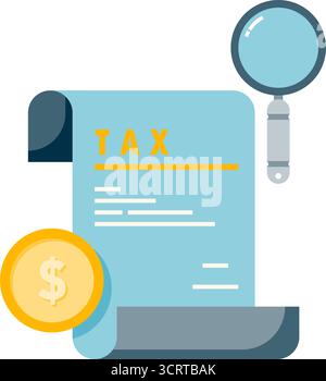 illustration of tax paper and magnifying glass Stock Vector