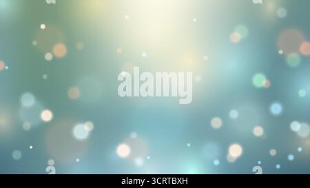 Soft ethereal abstract blurred background with blue green gradient and glowing bokeh lights. Dreamy illumination fades into cooler tones creating a lu Stock Vector