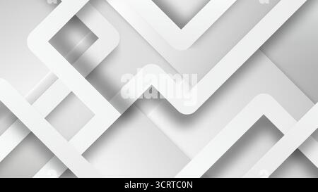 abstract geometric background with white rounded lines interlocking over a soft gray gradient creating a layered 3d effect ideal for modern digital de Stock Vector