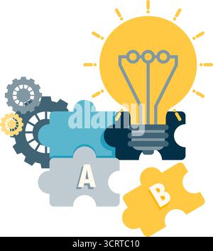 the process of gathering ideas and developing ideas Stock Vector