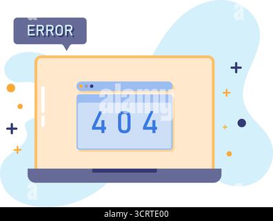 illustration of laptop monitor and error code 404 Stock Vector