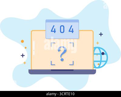 illustration of laptop monitor and error code 404 Stock Vector