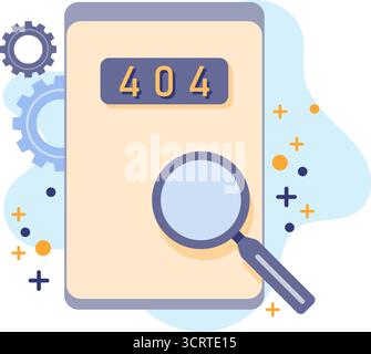 error code 404 on smartphone monitor Stock Vector