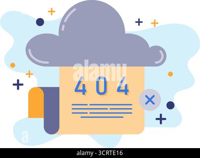 illustration of error code 404 and document cloud storage Stock Vector