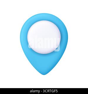 Blue map pin location marker with a white center. Location, navigation, geotag, GPS symbol for travel and map services concept. 3d vector icon. Cartoo Stock Vector