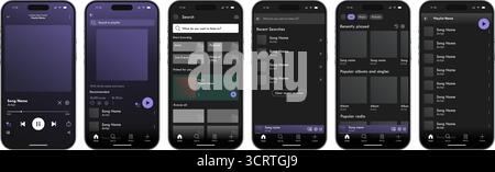 Music Application Modern UI, Blank Template. Streaming Platform User Interface Mockup. Vector illustration Stock Vector