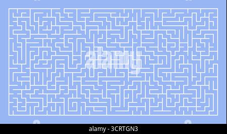 Maze Puzzle Challenge Design On Blue Background, Abstract Brain Game Vector Illustration Stock Vector