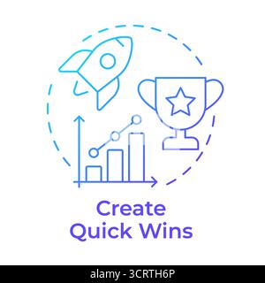Create quick wins blue gradient concept icon Stock Vector