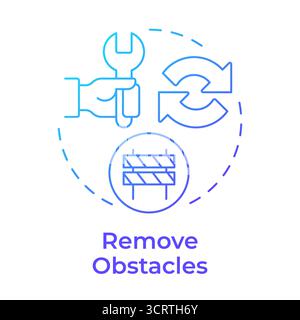 Remove obstacles blue gradient concept icon Stock Vector