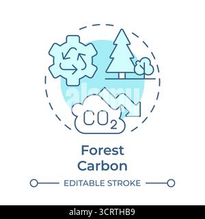 Forest carbon soft blue concept icon Stock Vector
