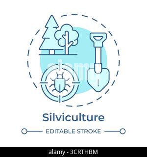 SIlviculture soft blue concept icon Stock Vector