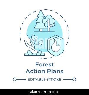 Forest action plans soft blue concept icon Stock Vector