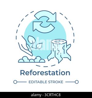 Reforestation soft blue concept icon Stock Vector