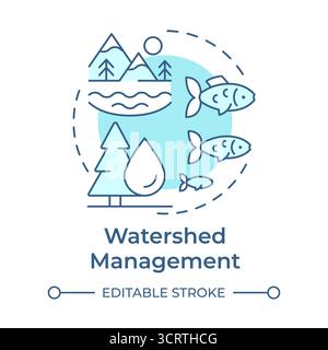 Watershed management soft blue concept icon Stock Vector